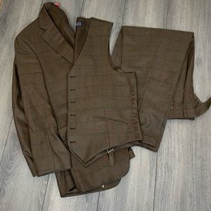Brown Paul Frederick three piece suit with checks.